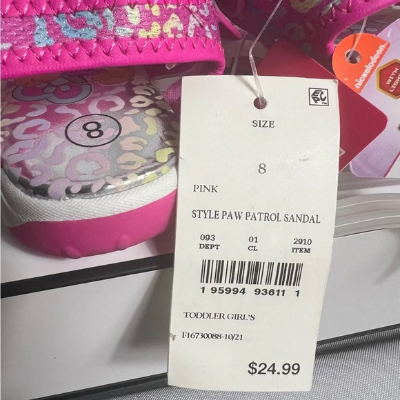Nickelodeon Paw Patrol Toddler Girls Ankle Strap Light Up Sandals Size 7 Pink - Picture 3 of 6